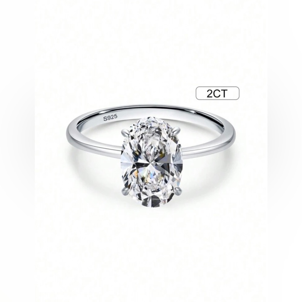 New S925 Sterling Silver Oval Ring Size 6
